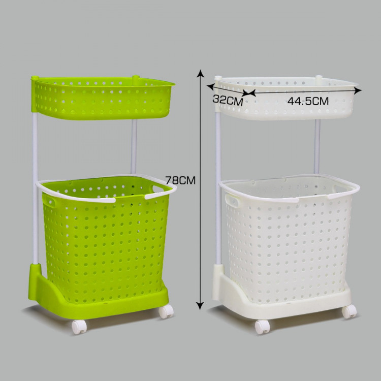 Bathroom Laundry Clothes Baskets Bin Removable Shelf Green