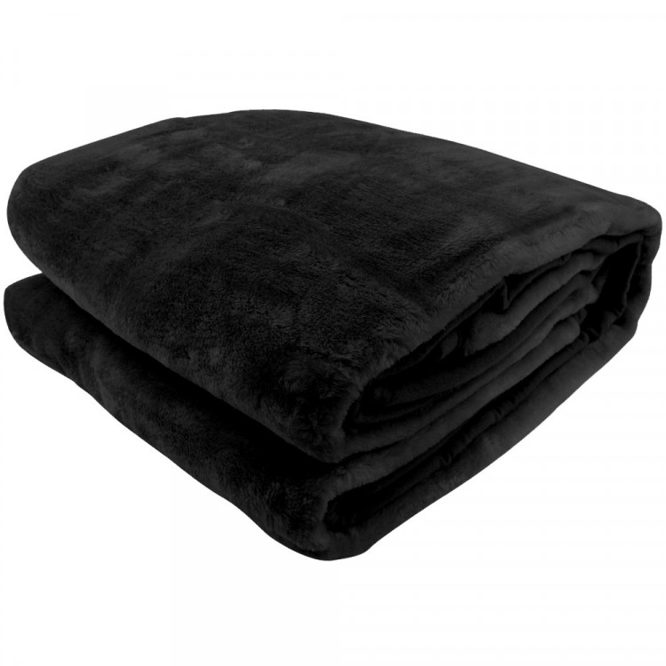 600GSM Large DoubleSided Queen Faux Mink Blanket Black
