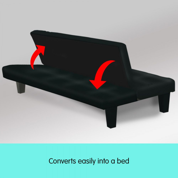 2 Seater Modular Faux Leather Fabric Sofa Bed Couch - Black