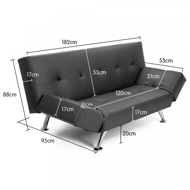 Brooklyn 3 Seater PU Leather Sofa Bed Lounge - Grey