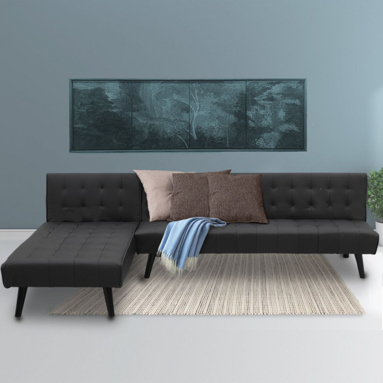 3-Seater Faux Leather Sofa Bed Lounge Chaise Couch ...