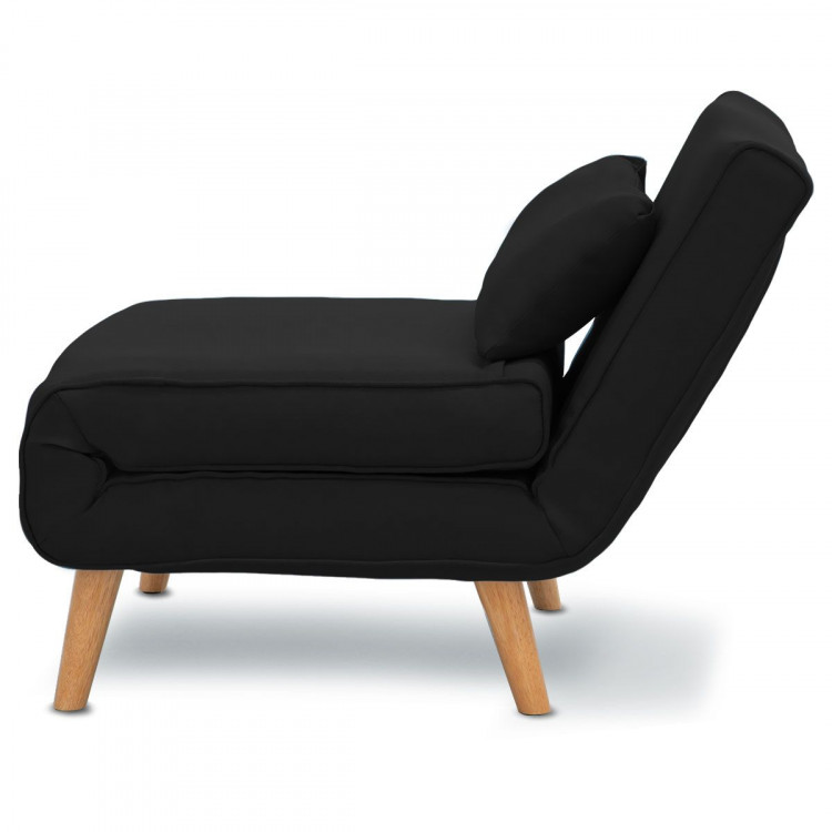 Adjustable Corner Sofa Single Seater Lounge Suede Bed Seat Black
