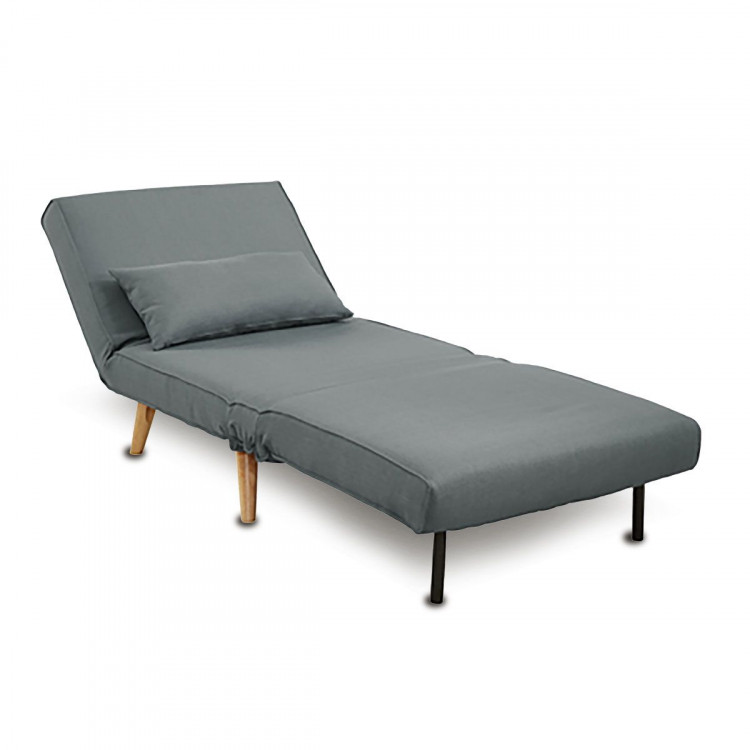Adjustable Corner Sofa Single Seater Lounge Linen Bed Seat - Dark Grey