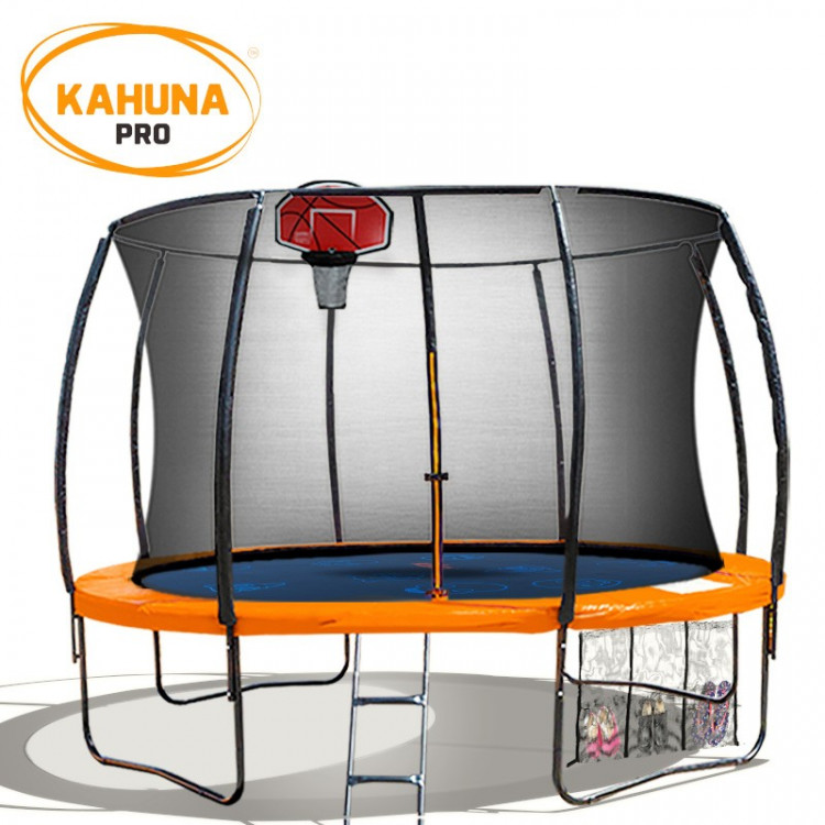 Kahuna Trampoline Pro 12ft Reversible Pad Emoji Mat Basketball Set