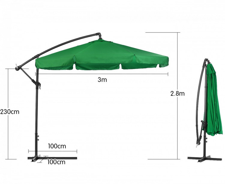 Wallaroo 3m Cantilever Market Umbrella - Green - Outdoor ...