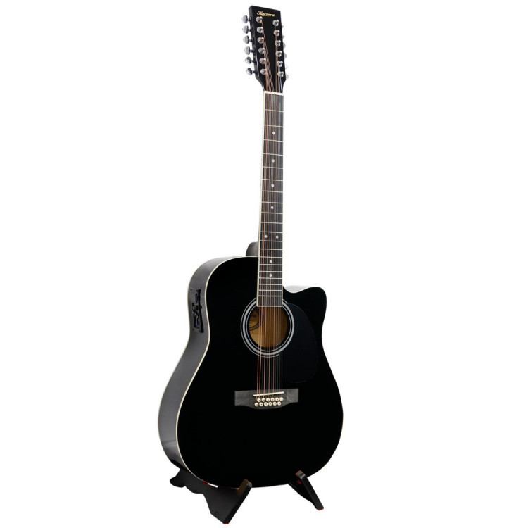Karrera 12-String Acoustic Guitar with EQ - Black image 3