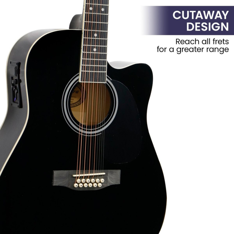 Karrera 12-String Acoustic Guitar with EQ - Black image 5