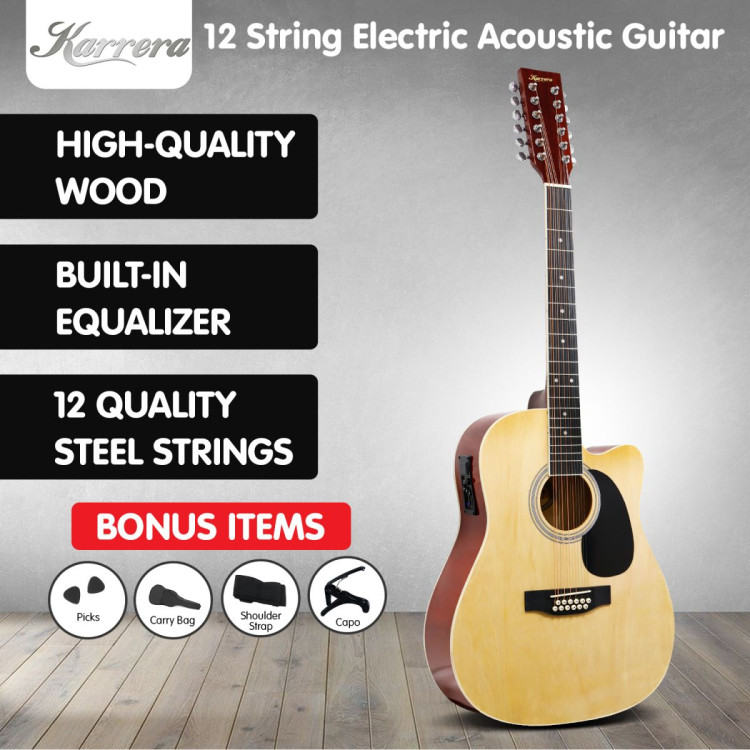 Karrera 12-String Acoustic Guitar with EQ - Natural image 10
