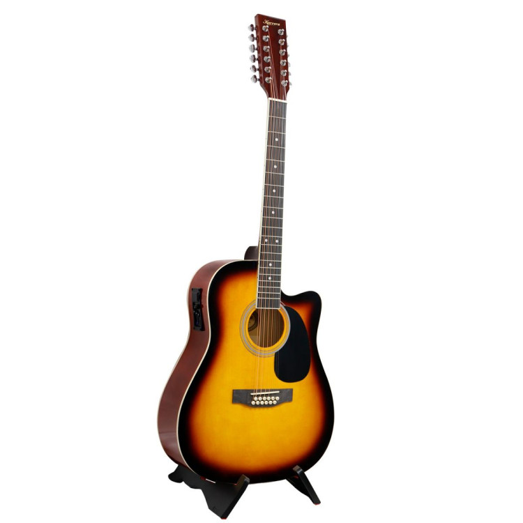 Karrera Acoustic Guitar 12-String with EQ - Sunburst image 3