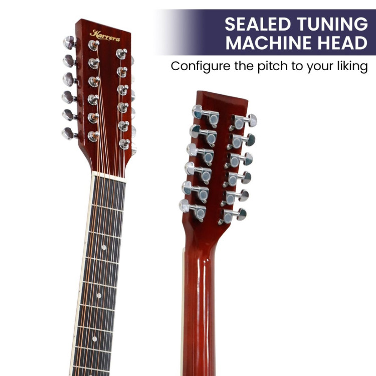 Karrera Acoustic Guitar 12-String with EQ - Sunburst image 6
