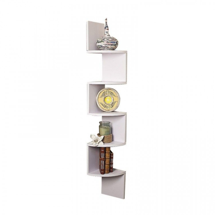 5-Tier Corner Wall Shelf Display Storage Shelves - White