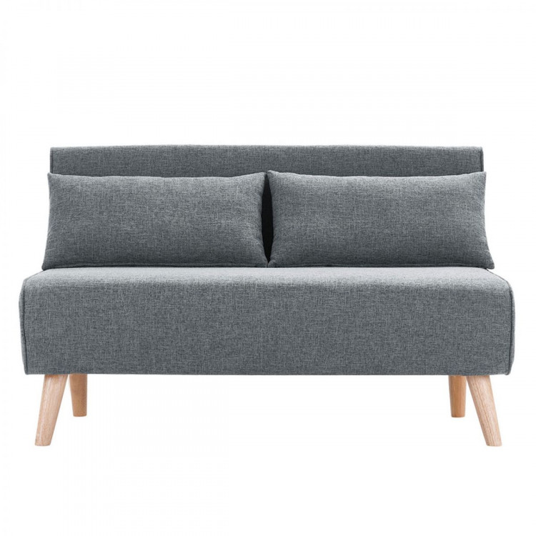 Adjustable Corner Sofa 2-Seater Lounge Linen Bed Seat - D.Grey image 2