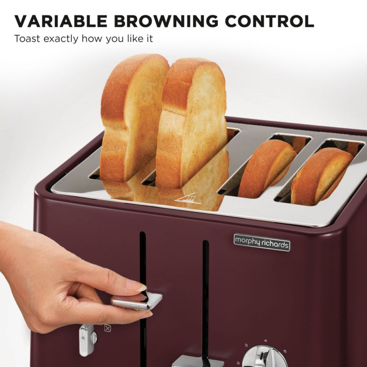 Morphy Richards Aspect 4-Slice Toaster - Maroon & Cork image 8