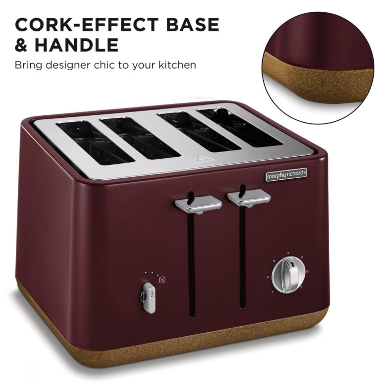 Morphy Richards Aspect 4-Slice Toaster - Maroon & Cork image 9