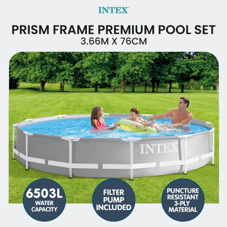 Intex 26712NP Prism Frame Swimming Pool 3.66m x 76cm with Pump image 11