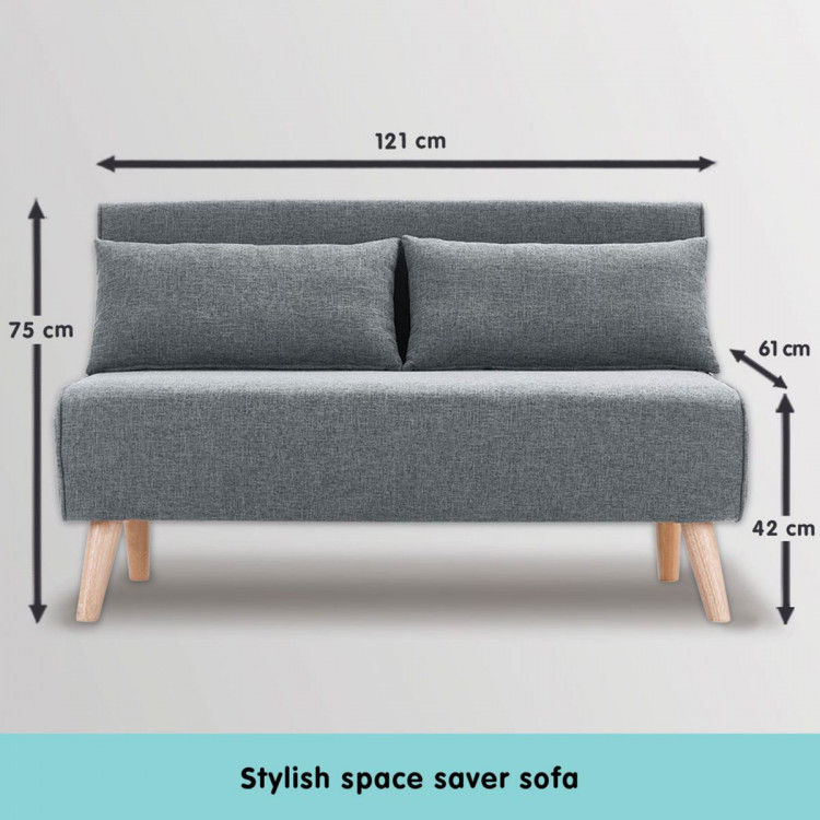 Adjustable Corner Sofa 2-Seater Lounge Linen Bed Seat - D.Grey image 4