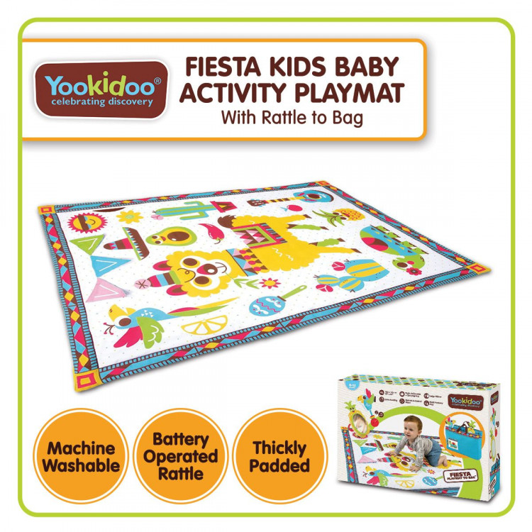 Yookidoo Fiesta Kids Baby Activity Playmat to Bag with Musical Rattle image 3