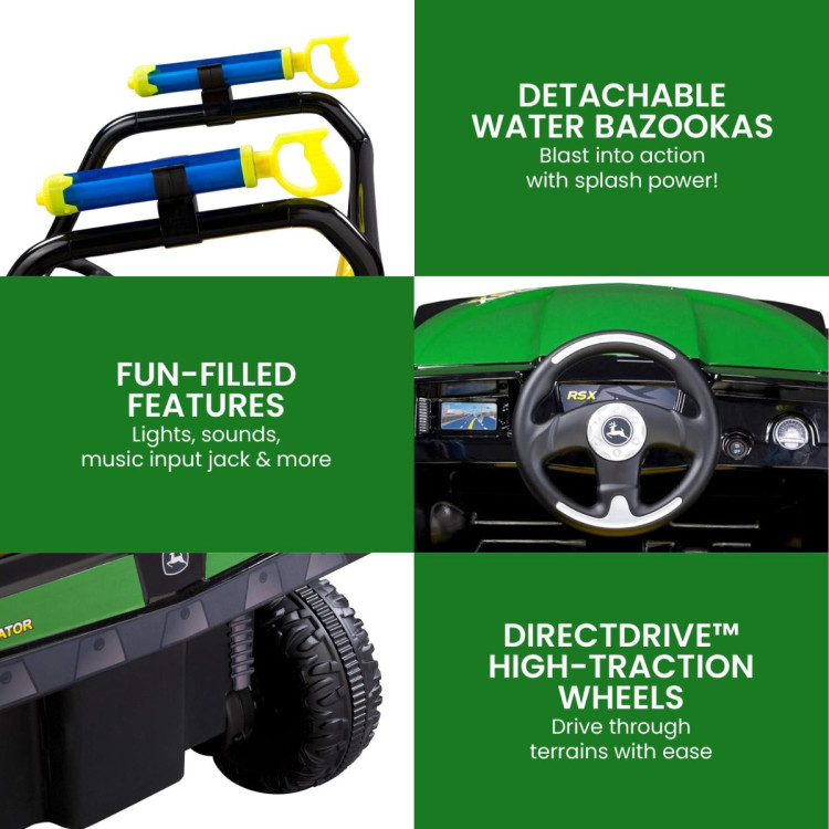 Kahuna John Deere RSX Gator Battery Operated 1-Seater Kids Ride-On Car with Water Bazookas image 6