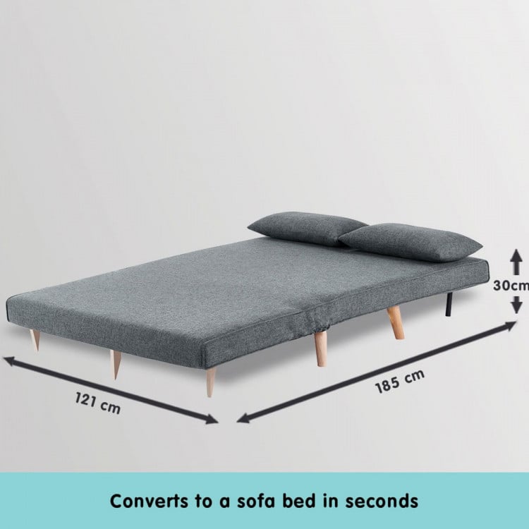 Adjustable Corner Sofa 2-Seater Lounge Linen Bed Seat - D.Grey image 5