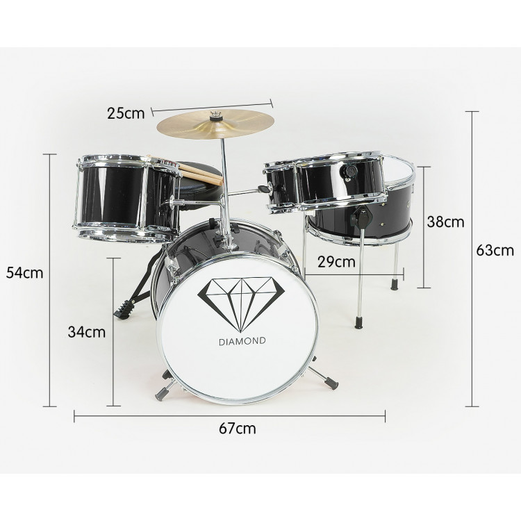 Children's 4pc Drum Kit - Black image 3