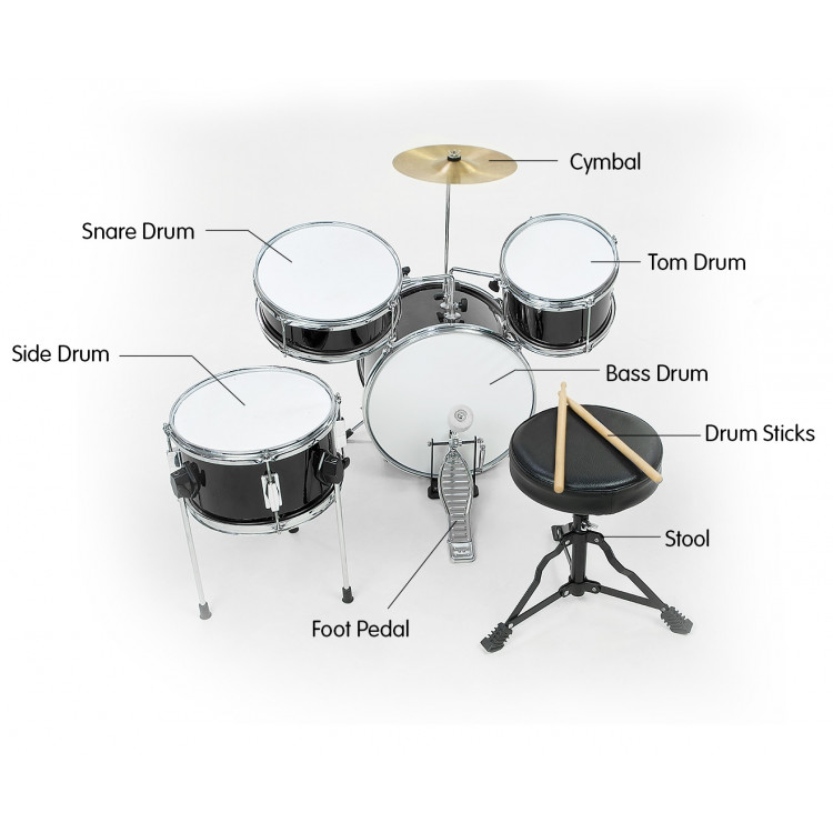 Children's 4pc Drum Kit - Black image 5