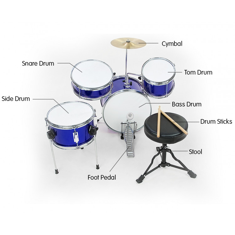 Children's 4pc Drum Kit - Blue image 2