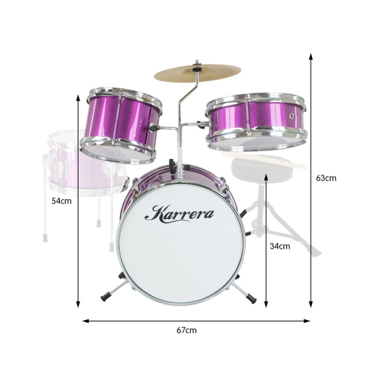 Karrera Childrens 4pc Drum Kit - Purple image 3