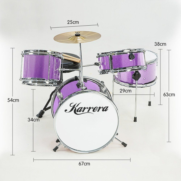 Karrera Childrens 4pc Drum Kit - Purple image 7