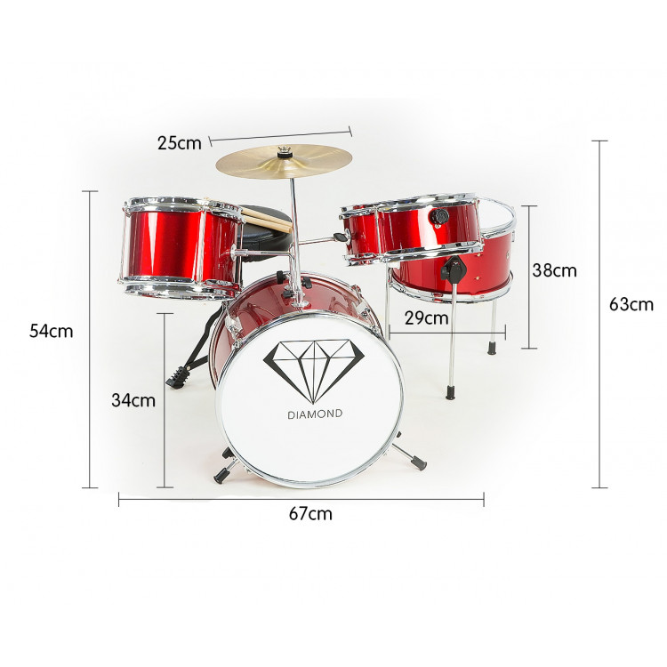Children's 4pc Drum Kit - Red image 5