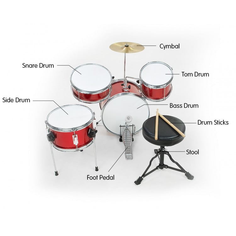 Children's 4pc Drum Kit - Red image 4