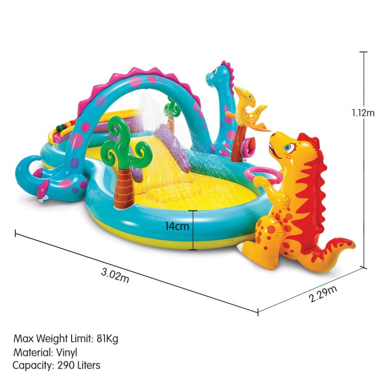 Intex 57135NP Dinoland Play Centre Inflatable Kids Pool with Slide image 9