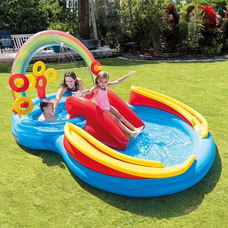 Intex Inflatable Rainbow Ring Play Centre w/ Slide image 7
