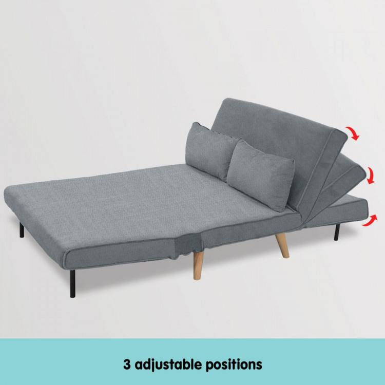 Adjustable Corner Sofa 2-Seater Lounge Linen Bed Seat - D.Grey image 6