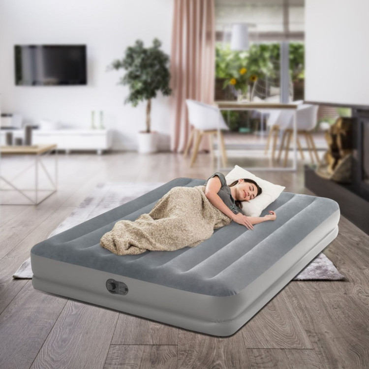 Intex Queen Dura-Beam Prestige Gray Airbed with Fastfill USB Pump image 4