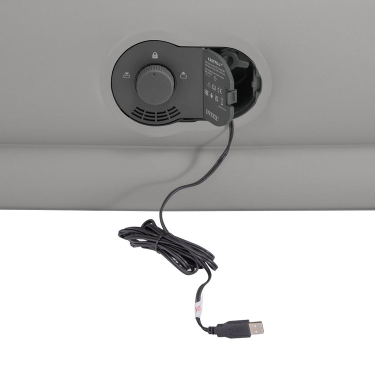 Intex Queen Dura-Beam Prestige Gray Airbed with Fastfill USB Pump image 8