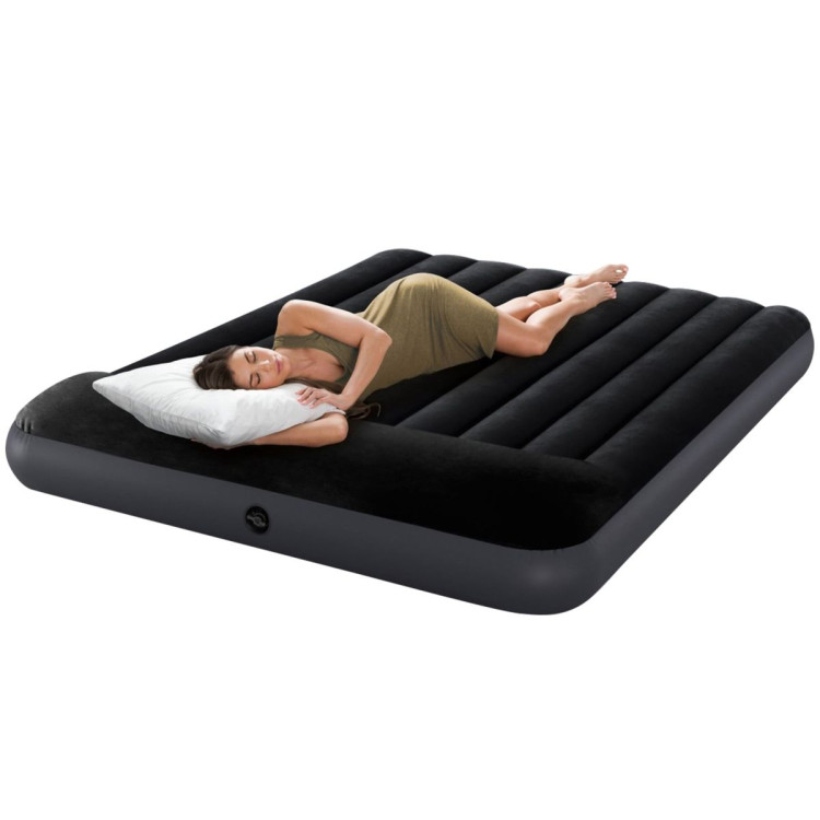 Intex Dura-Beam Classic Inflatable Queen Airbed Mattress with Pillow Rest Black image 12