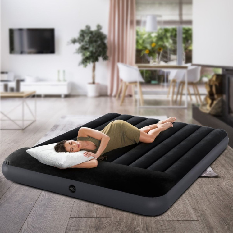 Intex Dura-Beam Classic Inflatable Queen Airbed Mattress with Pillow Rest Black image 3