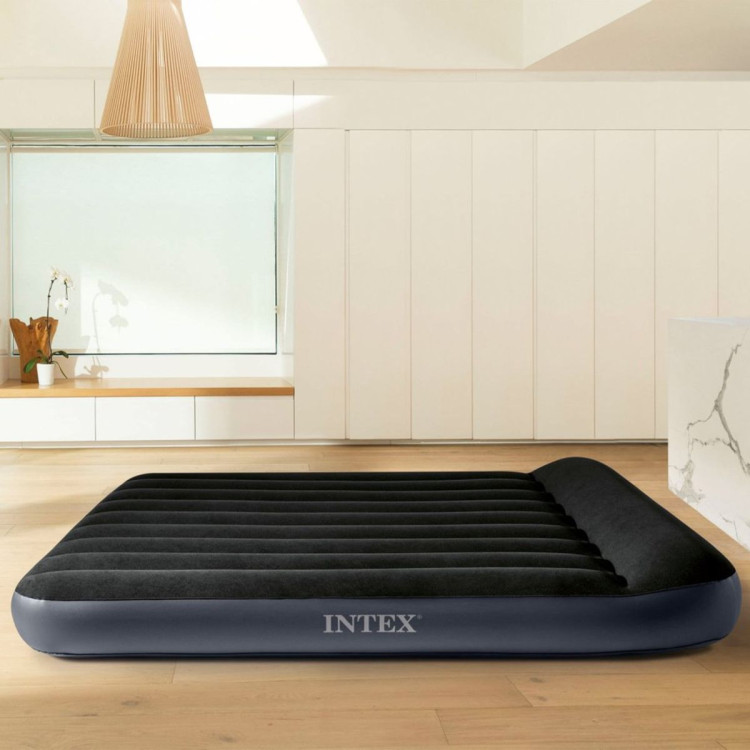 Intex Dura-Beam Classic Inflatable Queen Airbed Mattress with Pillow Rest Black image 13