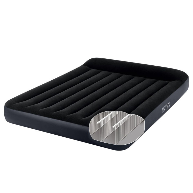 Intex Dura-Beam Classic Inflatable Queen Airbed Mattress with Pillow Rest Black image 9