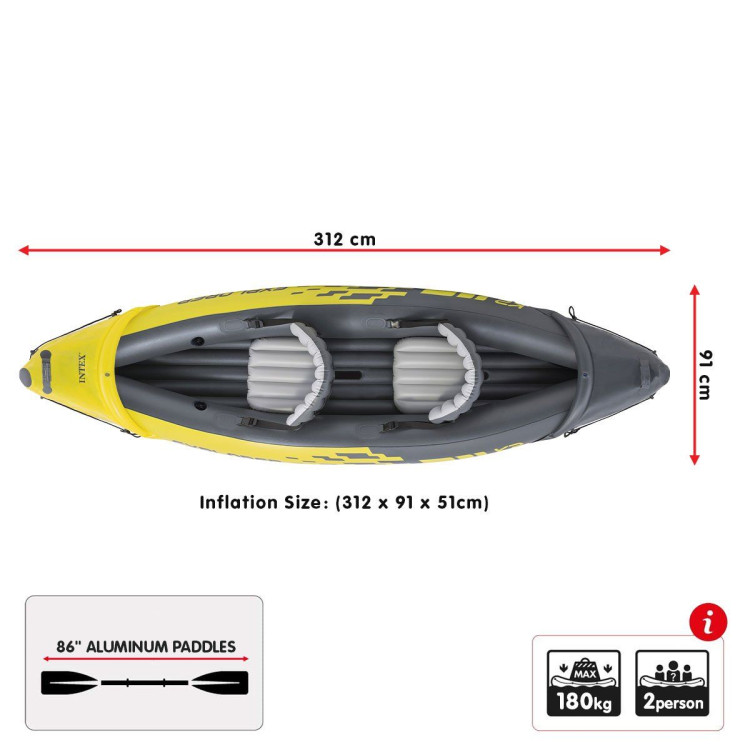 Intex Explorer K2 Inflatable Kayak Canoe 68307NP image 11