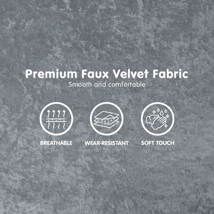 2-Seater Adjustable Sofa Bed Lounge Faux Velvet Fabric - Light Grey image 7