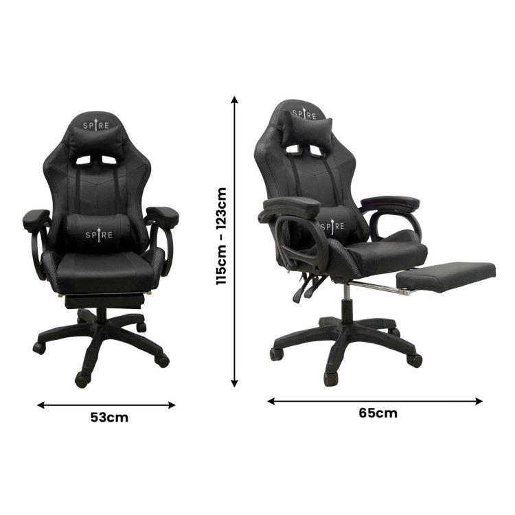 Spire Onyx LED Massage Gaming Chair - Black image 4