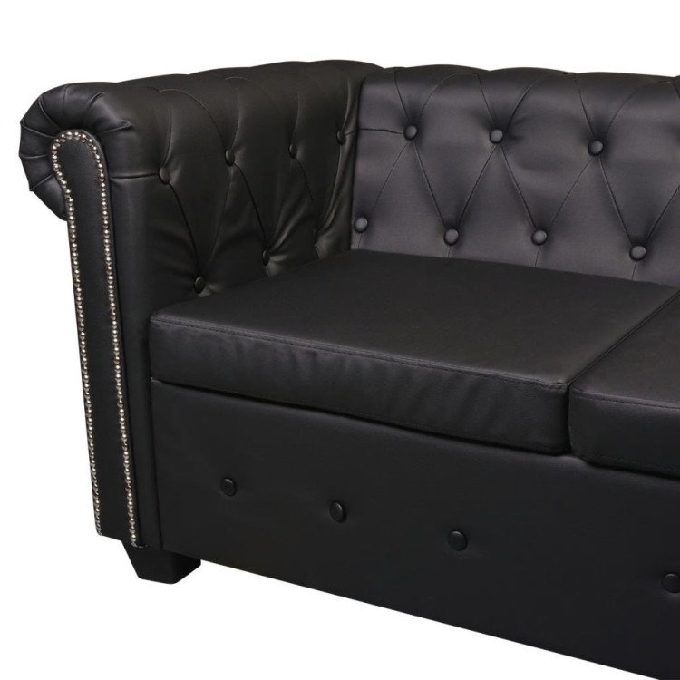 Chesterfield Corner Sofa 6-seater Artificial Leather Black image 7