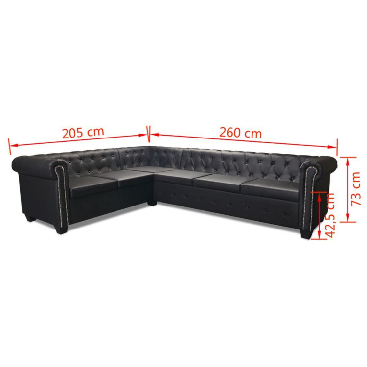 Chesterfield Corner Sofa 6-seater Artificial Leather Black image 8