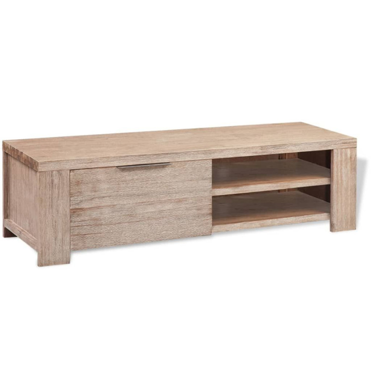 Tv Cabinet Solid Brushed Acacia Wood 140x38x40 Cm image 3