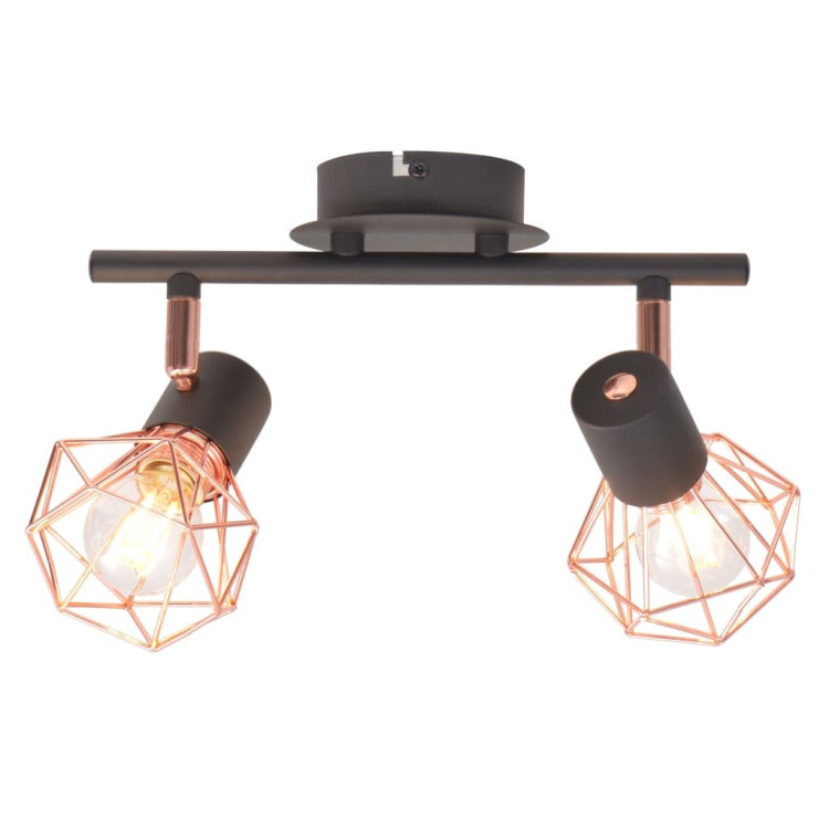 Ceiling Lamp With 2 Spotlights E14 Black And Copper image 2