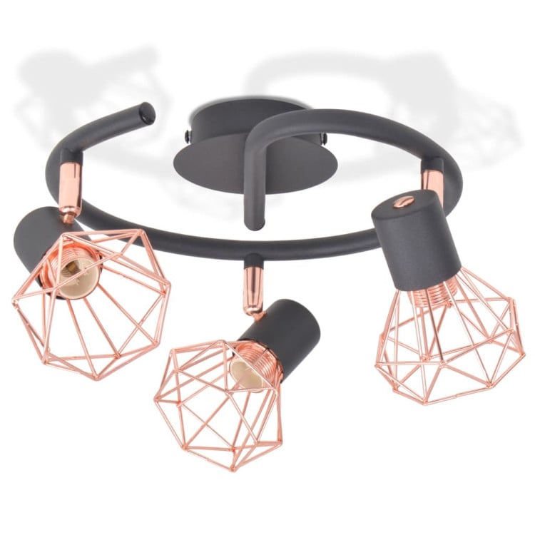 Ceiling Lamp With 3 Spotlights E14 Black And Copper image 4