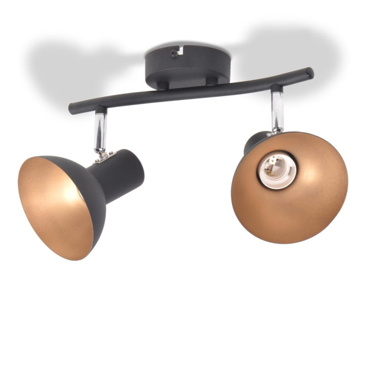 Ceiling Lamp For 2 Bulbs E27 Black And Gold image 3