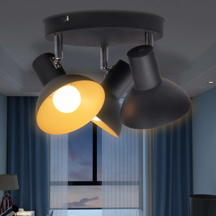Ceiling Lamp For 3 Bulbs E27 Black And Gold image 4