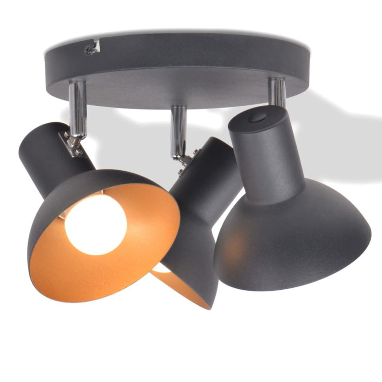 Ceiling Lamp For 3 Bulbs E27 Black And Gold image 2